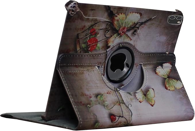 Case for iPad Pro M5 11 2025 / Pro M4 11-Inch 2024 Rotating Stand Smart Cover for A3357 A3361 A3362 A2836 A2837 A3006 (Butterfly Flower)