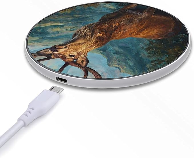 Deers Stands in Wilderness Phone Charger Magnetic Charging Pad Anti-Slip with USB Cable