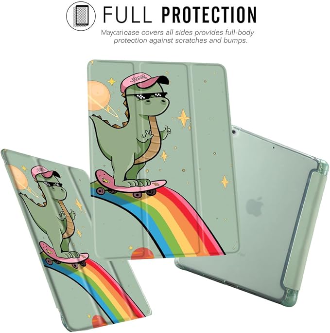 MAYCARI Cool Dinosaur Star Case for iPad Air5/Air4 with Pencil Holder Cute for iPad 10.9 Inch 2022/2020 Protective Case with Soft TPU Back Auto Sleep/Wake Cover Slim Shell