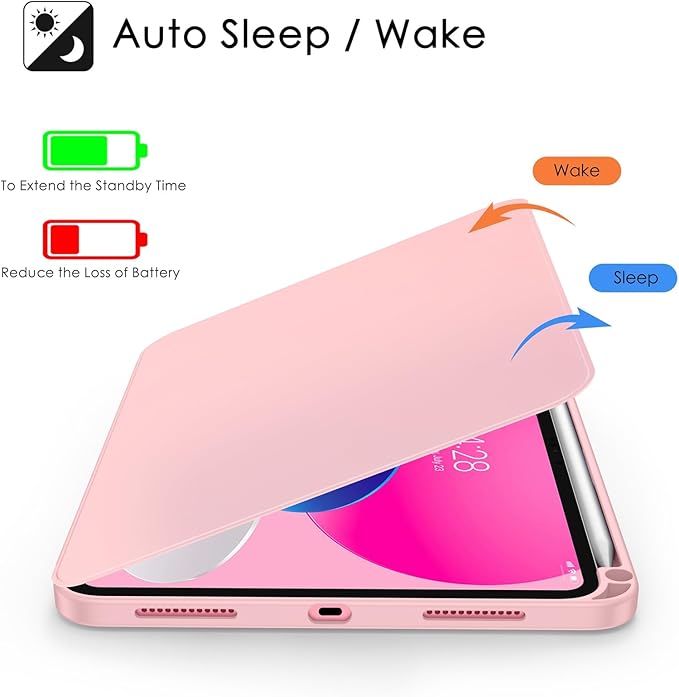 Soke Rotating Case for iPad (A16) 11th Generation 2025 iPad 10th Gen 2022 with Pencil Holder [Shockproof + Auto Sleep/Wake] 360 Degree Rotation Clear Back for iPad 11/10.9 - Pink