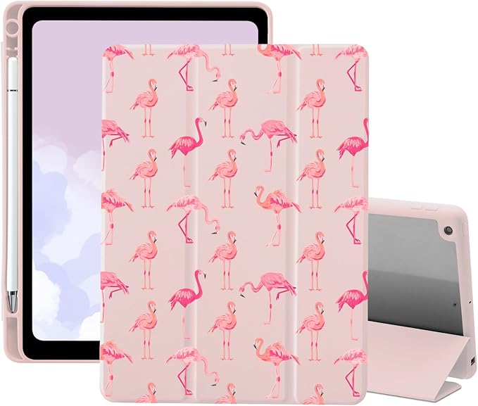 Summer Flamingo Case for iPad (A16) 11th Generation 2025 11 Inch/iPad 10th Generation 2022 10.9 Inch with Pencil Holder Trifold Stand Pink Leather Girly Cover Clear Back Shell Auto Wake/Sleep