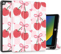 Mektron Designed Printed iPad 10.2 Case 9th Gen (2021)/ 8th Gen (2020)/ 7th Gen (2019) with Pencil Holder Slim Stand Protective Case with Soft TPU Back for iPad 10.2 Inch Cherries Bows C353