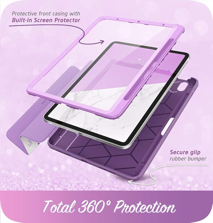 i-Blason Cosmo Case for iPad Air 5th Generation/4th Generation 10.9 (2022/2020) Full-Body Trifold with Built-in Screen Protector Protective Smart Cover with Auto Sleep/Wake &amp Pencil Holder (Ameth