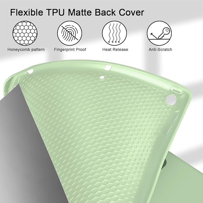 Mektron Designed Printed iPad 10.2 Case 9th Gen (2021)/ 8th Gen (2020)/ 7th Gen (2019) with Pencil Holder Slim Protective Case with Soft TPU Back for iPad 10.2 inch Flowers-Bows-Green