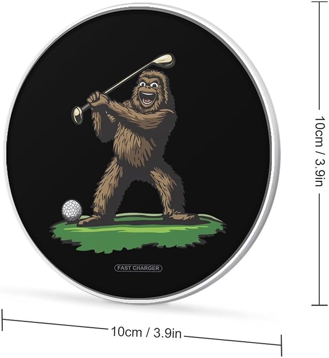 Sasquatch Playing Golf Wireless Charger Anti-Slip Wireless Charging Pad Slim Charger Mat for Men Women