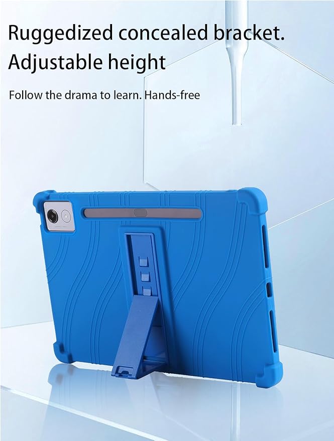 for Lenovo Idea Tab Pro 2025 Android 15 Tablet 12.7 inch Tablet Model CaseSoft Silicone Adjustable Stand Cover Lightweight Kids FriendlyBlue.