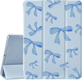 JOYLAND Dark Blue Bow Pad Case for iPad 5th/6th Generation with Pencil Holder - Auto Wake/Sleep Anti-Scratch Shockproof Premium Folio Stand Case for iPad 9.7 inch