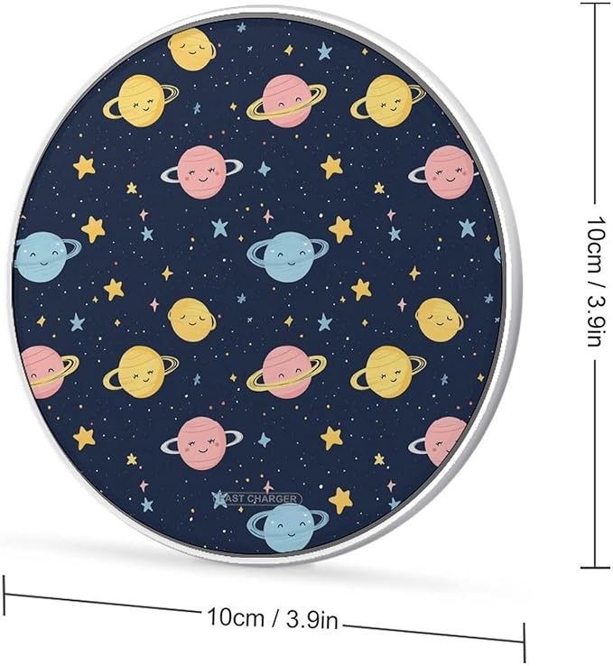 Outeres-Spaces Planets Stars Wireless Charger Anti-Slip Wireless Charging Pad Slim Charger Mat for Men Women