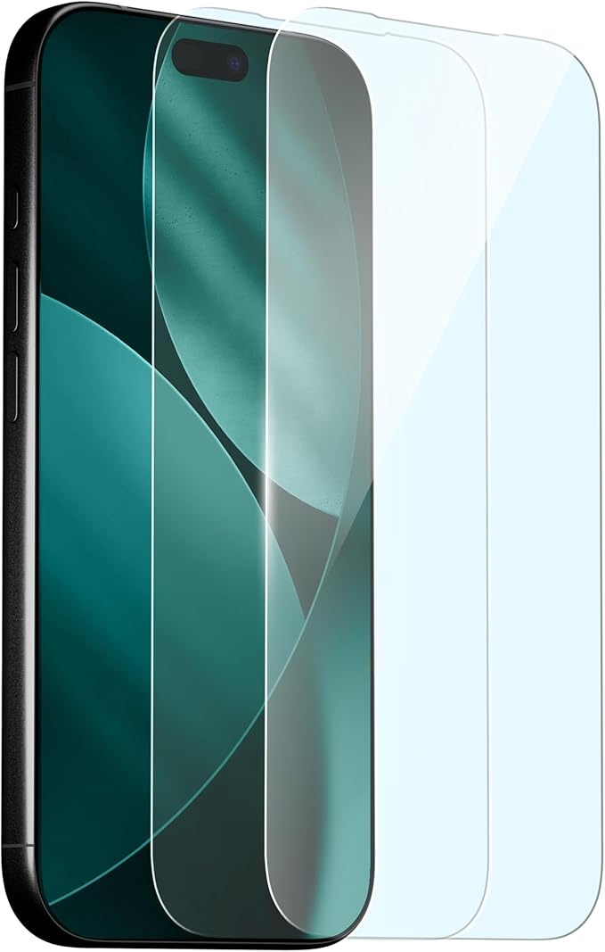 Mous Anti-Blue Light Screen Protector Compatible with iPhone 17 Pro HD Clear Blue Light Eye Protection Shatterproof Tempered Glass with Easy Installation Tool