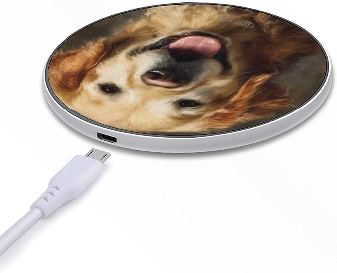 Retriever Dog Cute Face Fast Portable Charger 10W Funny Graphic Phone Charging Pad with USB Cable