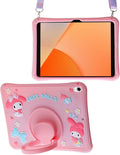 Kids Case for iPad (A16) 11th Generation 11 Inch 2025 / iPad 10th Generation 10.9 Inch 2022 with Adjustable Strap &amp 360° Rotating Kickstand Shockproof Cover for Girls &amp Women (Pink)
