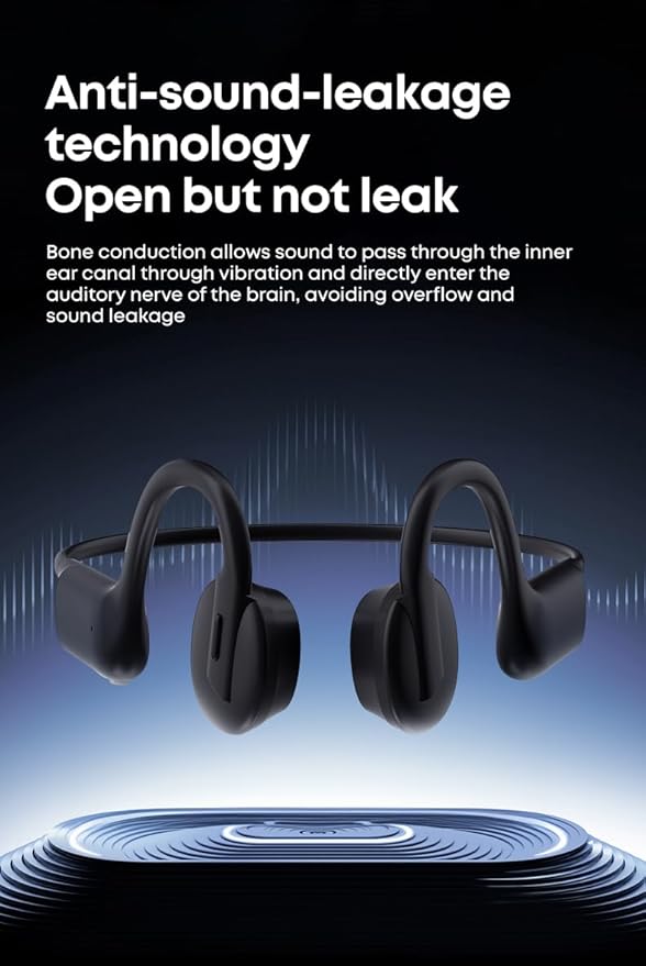 Bone Conduction Headphones Wireless Bluetooth Open- Ear Sport Headphones Quick Charging Long battery Life Upgrade Sweat Proof Earphone for Running Cycling Walking Workout Gift. Includes Case
