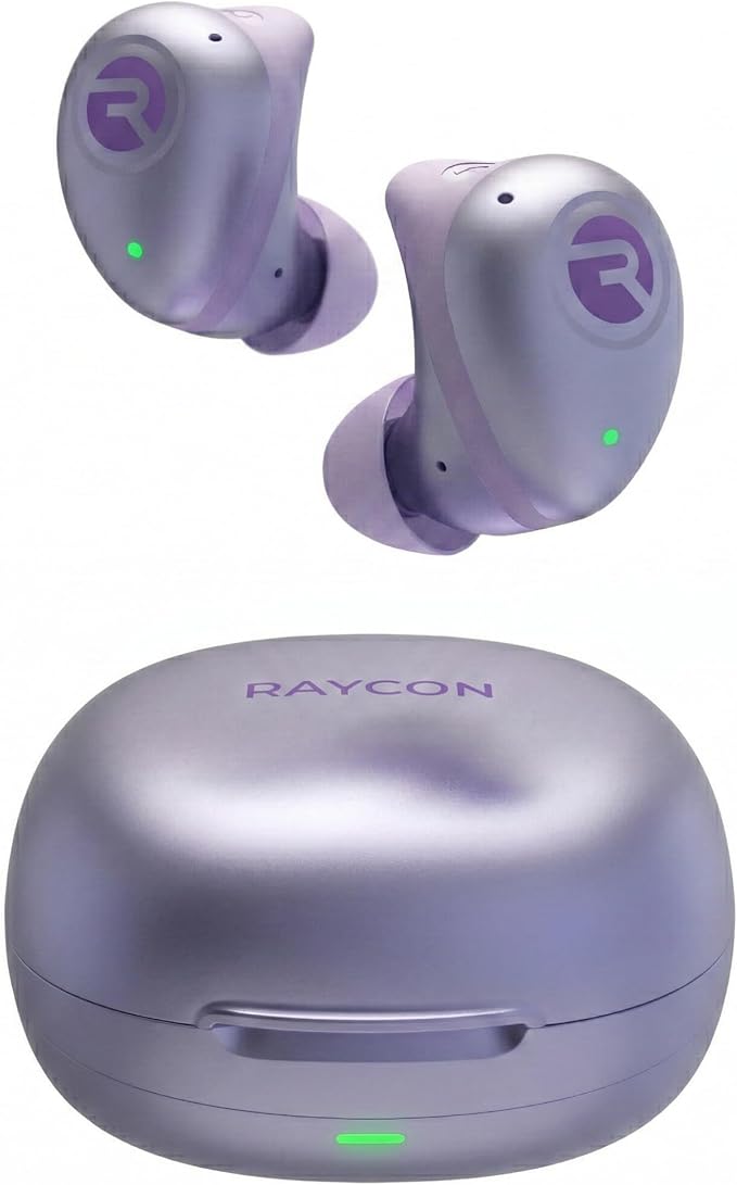 Raycon Fitness Bluetooth Wireless Earbuds + Microphone with Active Noise Canceling Sweat &amp Water-Resistant Earphones Running Headphones Ear Buds Wireless Bluetooth 56 Hours Playtime (Purple)