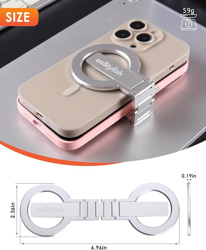 Twins Carry: Magnetic Dual-Phone Holder for iPhone &amp Android | Lightweight Solution for Professionals Travelers &amp Gamers | Manage 2 Mobile Phones for Work Personal Use (Silver General)