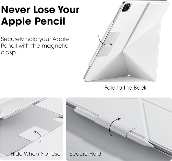 PITAKA iPad Pro 12.9 Case Compatible with iPad Air M4/M3/M2 13 Inch &amp iPad Pro 12.9 (3-6th Gen) 2022/2021/2020/2018 Lightweight Portrait/Landscape Magnetic Case with 4 Standing Angles - White