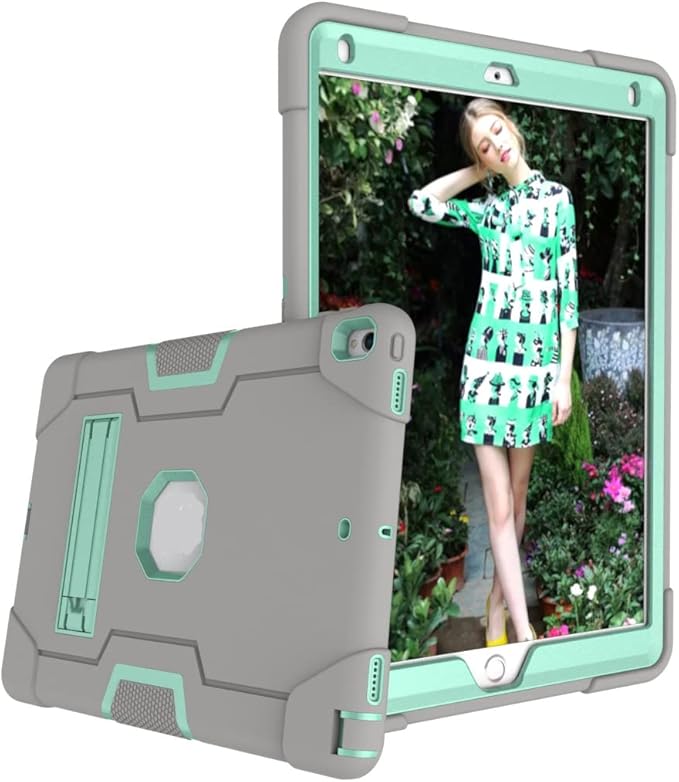 Jaorty 3 in 1 Hybrid Case for iPad Air 3 10.5 &amp iPad Pro 10.5 - Heavy Duty Rugged Stand Shockproof Anti-Slip Anti-Scratch Gray/Green