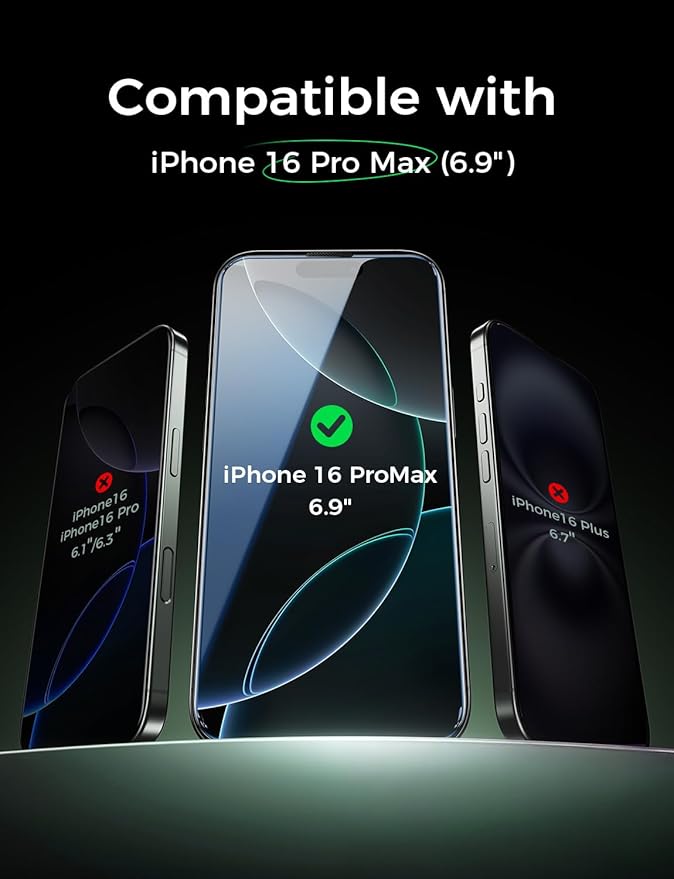 MAGIC JOHN 2 PACK for iPhone 16 Pro Max (6.9) Eye Protection Screen Protector HD Clear Auto Dust-Elimination 9H Tempered Glass &amp Scratch Resistance Full Edge Coverage