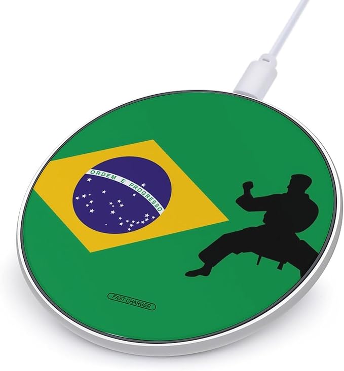 Brazil Jiu-Jitsu Brazilian Flag Phone Charger Magnetic Charging Pad Anti-Slip with USB Cable