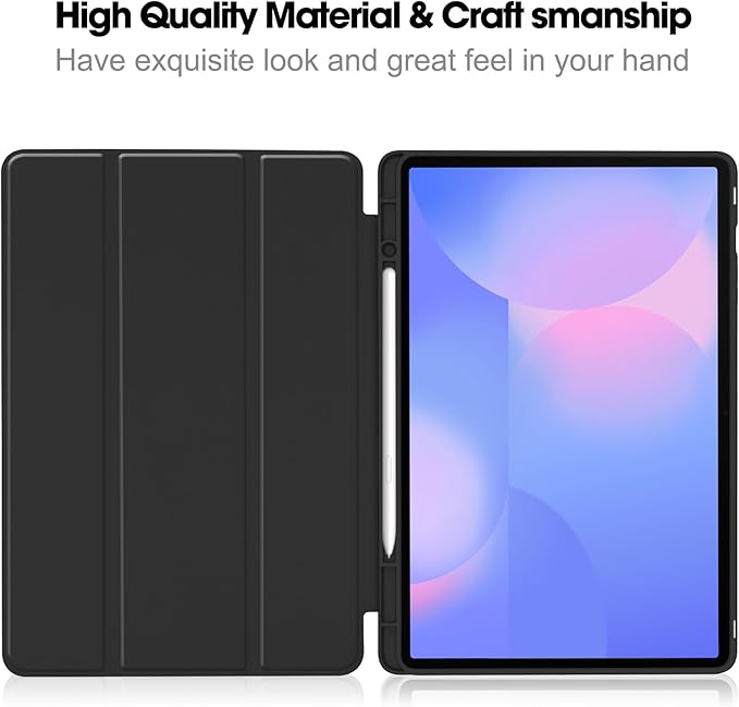 for Galaxy Tab S10 FE Plus Case 13.1 Inch 2025 (Model: SM-X620/SM-X626B) Trifold Stand Cover with S Pen Holder [Auto Wake/Sleep] PU Leather + Soft TPU Back Shell for Tab S10 FE+ 13.1Black