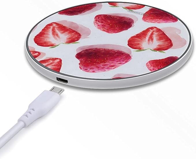Strawberries Slices Fast Portable Charger 10W Funny Graphic Phone Charging Pad with USB Cable