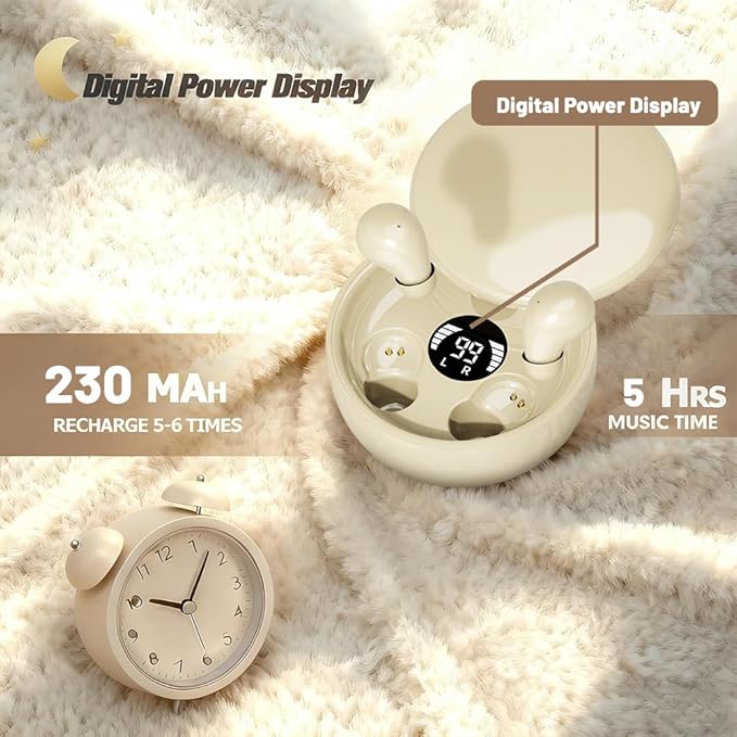 Mini Invisible Headphones Bluetooth 5.4 True Wireless Hidden in-Ear Earphones Sport Audio EarbudComfortable Mini Earbuds for Sleep Friendly Side Sleeping Earphones for Work (White)