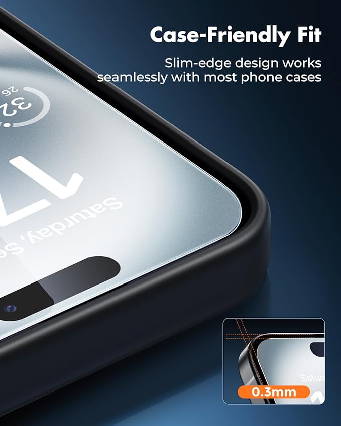 UNBREAKcable iPhone 16 Plus Screen Protector 3-Pack 3 Tempered Glass + 3 Camera Lens Protectors 9H Hardness HD Clarity Anti-Fingerprint Case Friendly 6.7 Inch