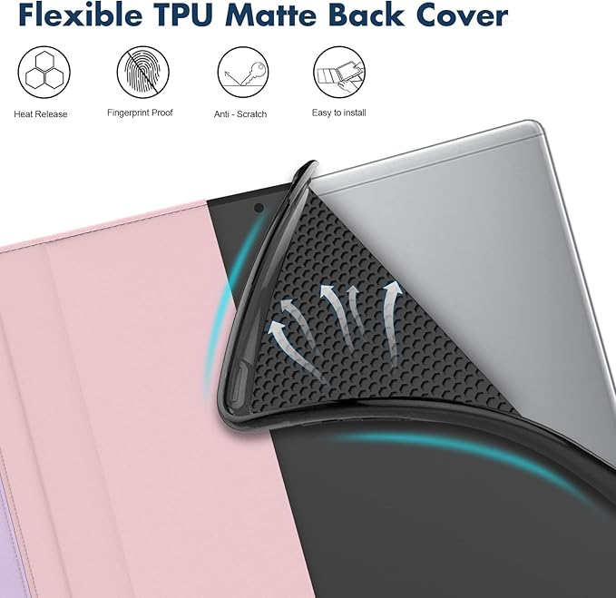 Dteck Folio Case for All-New Kindle Fire HD 10 &amp Fire HD 10 Plus Tablet 11th Generation 10.1 2021 ReleaseShockproof Protective PU Leather Case with Hand Strap Smart Stand Magnetic CoverPink Blu