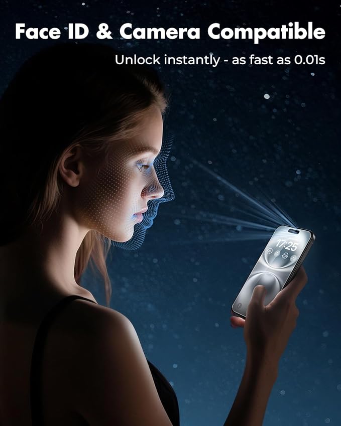 UNBREAKcable iPhone 16 Plus Screen Protector 3-Pack 3 Tempered Glass + 3 Camera Lens Protectors 9H Hardness HD Clarity Anti-Fingerprint Case Friendly 6.7 Inch