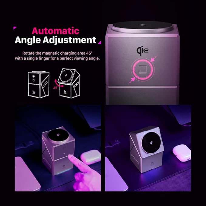 ADAM elements Mag Qube Qi2 3-in-1 Magnetic Wireless Charging Station 15W Fast Charger for iPhone 17 16 15 14 13 12 Apple Watch &amp AirPods Fast Charging Stand for Desk