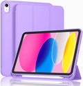 Case for iPad (A16) 11 Inch 2025/iPad 10th Generation 10.9 Inch 2022 Slim Trifold Stand Protective Cover with Pencil Holder and Soft TPU BackSupport Auto Sleep/Wake (Violet)