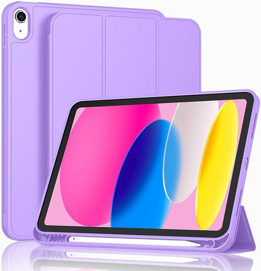 Case for iPad (A16) 11 Inch 2025/iPad 10th Generation 10.9 Inch 2022 Slim Trifold Stand Protective Cover with Pencil Holder and Soft TPU BackSupport Auto Sleep/Wake (Violet)
