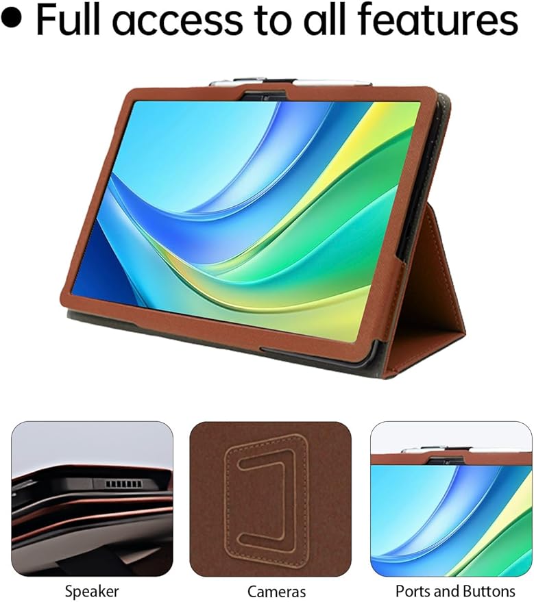 Case for DOOGEE Tab E3 Max Android 15 Smart Tablet 14 inchWUNIAK Premium Leather Business Folio Stand Cover for DOOGEE Tab E3 Max Android 15 Smart Tablet 14 inch with Hand Strap for TabletBrown
