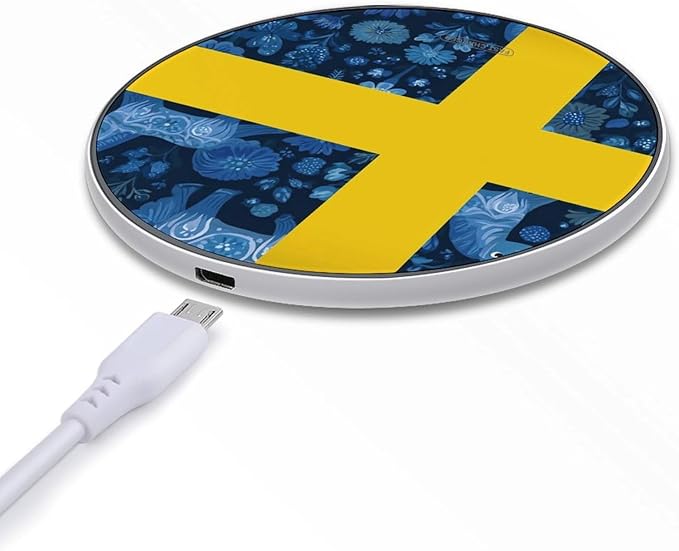 Sweden Swedish Flag Dala Horse Fast Portable Charger 10W Funny Graphic Phone Charging Pad with USB Cable