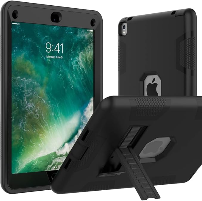 Puxicu Case for iPad Pro 9.7 Inch 2016 Release (Old Model) Heavy Duty Rugged Protective Cover for iPad Pro 9.7-Inch 2016 (A1673/A1674/A1675) Black