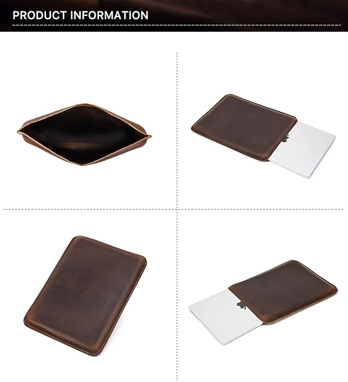 Top Grain Leather 14.2 PC Sleeve Case Vintage Fit Design Handmade Compatible with MacBook Pro 14 2021 M1 A2442 &amp Old Versioned 13-13.3 Inch MacBook Pro/Air Coffee 14.2 Inch