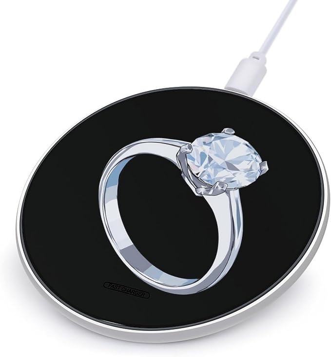 Diamond Ring Fast Portable Charger 10W Funny Graphic Phone Charging Pad with USB Cable