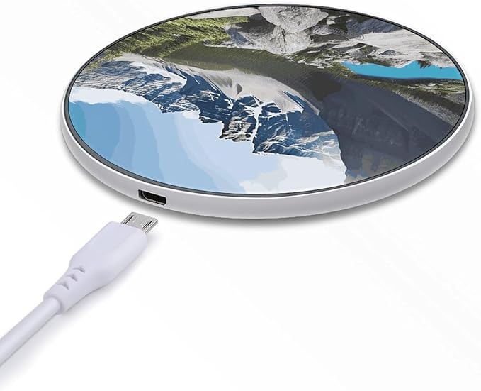 Mountains Wireless Charger Fast Wireless Charging Pad with USB Cable 10W Anti-Slip Magnetic Wireless Charger Portable Slim Charger Puck Travel Charging Station