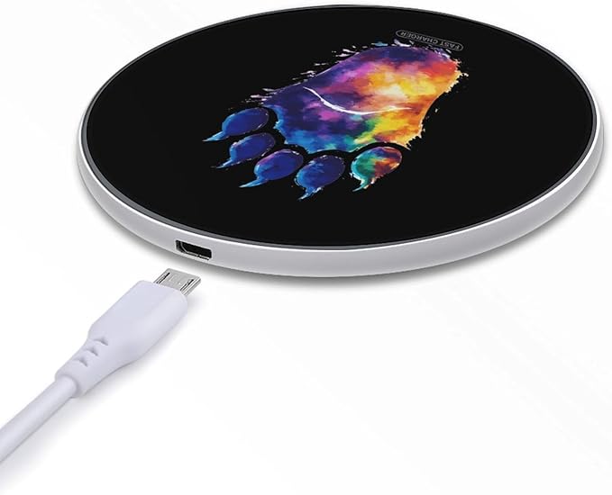 Tie-dye Feet Footprint Wireless Charger Anti-Slip Wireless Charging Pad Slim Charger Mat for Men Women