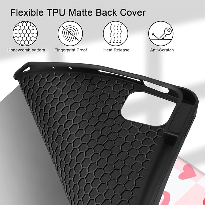 Mektron Case for M5/ M4 iPad Pro 11 inch 2025/2024 with Pencil Holder Compatible Models: A3357/A3358/A3359/A2836/A2837/A3006 Tablet Cover with Soft TPU Back Cover Cherries Bows C353