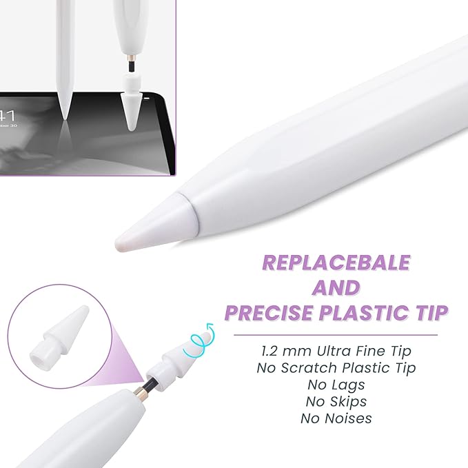 iPad Pencil Pro - 2X Fast Charging Stylus Pen with Palm Rejection - High Precision - Tilt Sensitive Apple Pencil Pro for iPad Pro 12.9 11 iPad Pro M4 11 13 Inch iPad Air M2 M3 White