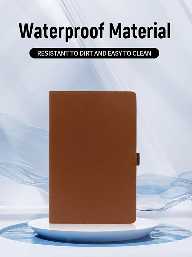 for TECLAST T65 13.4 Inch Tablet Case PU Leather Folding Cover with Pen Holder and Wrist Strap Business Travel Portable (Brown)