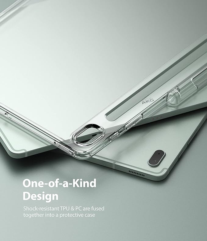 Ringke Fusion Designed for Galaxy Tab S7 FE Case 12.4-inch (2021) Transparent Hard Back Shockproof Bumper Tablet Back Cover with Side S Pen Holder - Clear