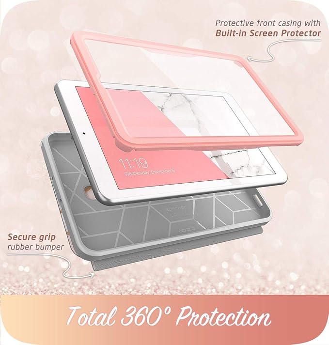i-Blason Case Designed for Galaxy Tab A 8.0(SM-T387) 2018 [Cosmo Series] with Built-in Screen Protector Full-Body Lightweight Leather Hybrid Protective Case for Tab A 8.0 2018 Release (Marble)