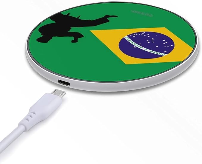 Brazil Jiu-Jitsu Brazilian Flag Phone Charger Magnetic Charging Pad Anti-Slip with USB Cable