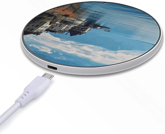 Lake Geneva Switzerland Wireless Charger Fast Wireless Charging Pad with USB Cable 10W Anti-Slip Magnetic Wireless Charger Portable Slim Charger Puck Travel Charging Station