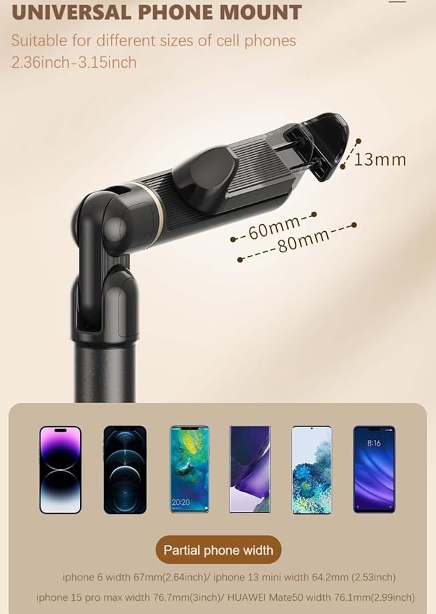 【25inch/63cm Aluminum Overhead Phone Mount360° Angle Adjustable Cellphone Stand Holder 4-6.9 Table Top YouTube Streaming Content Creator Video Recording. YE-S