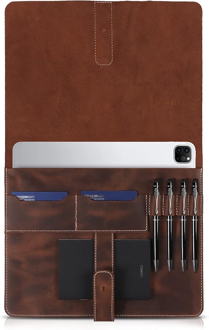Londo Genuine Leather Tablet Cover – iPad Pro 12.9 Case with Two Card Slots &amp Leather Pen/Apple Pencil Holders