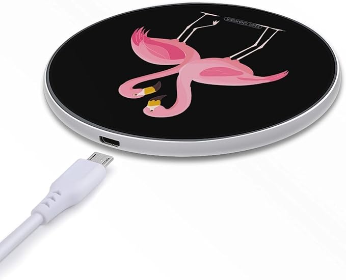 Flamingos Heart Fast Portable Charger 10W Funny Graphic Phone Charging Pad with USB Cable