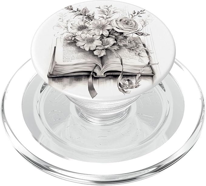 Books and Flowers Reading Book Lover Floral PopSockets MagSafe PopGrip for iPhone
