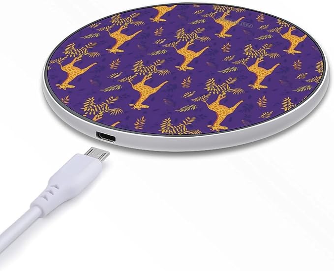 Cute Giraffe Tropical Leaves Wireless Charger Anti-Slip Wireless Charging Pad Slim Charger Mat for Men Women